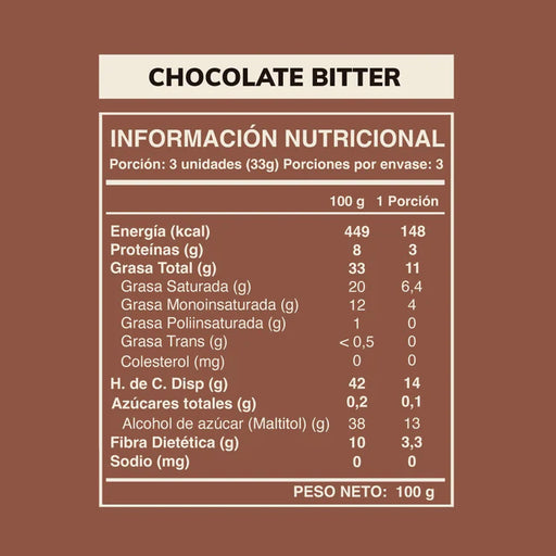 Chocolate Sin Azúcar 60% de Cacao Wild Fit 100 gr