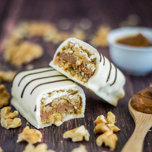 Barra de Nuez Rellena con Manjar y Chocolate Blanco Alea