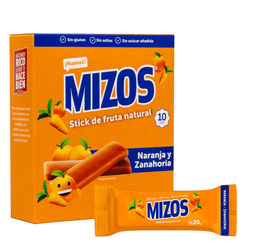 Stick Frutal de Naranja y Zanahoria Mizos 20 gr.- 10 Un.