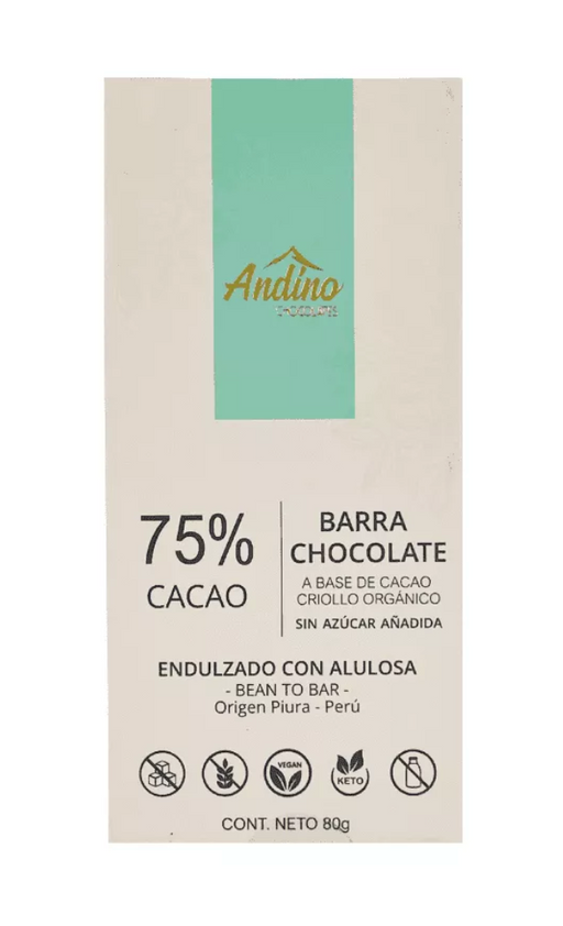 Chocolate Andino 75% Cacao Keto