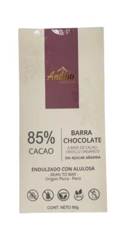 Chocolate Andino 85% Cacao Keto