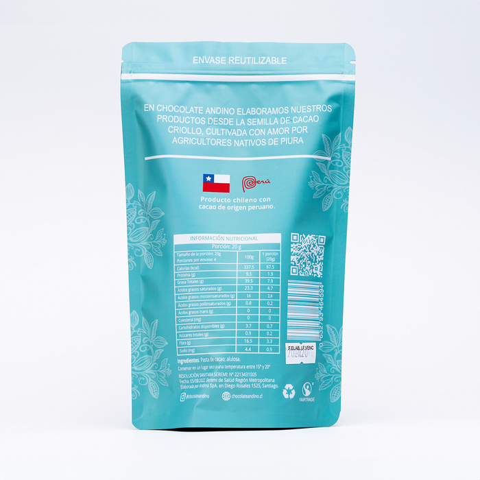 Chips de Chocolate Andino 75% Cacao Keto 200 gr