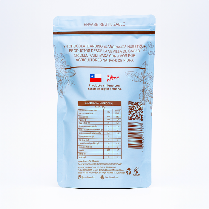 Nibs de Cacao Andino 100% Cacao Keto 200 gr