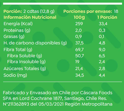Fibra de Manzana con Prebióticos de Cáscara Foods 225gr