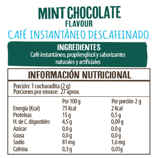 Café Instantáneo Descafeinado sabor Menta Chocolate Beanies 55gr