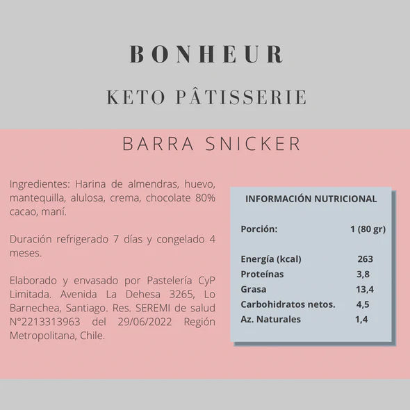 Barra Snicker Keto de Bonheur