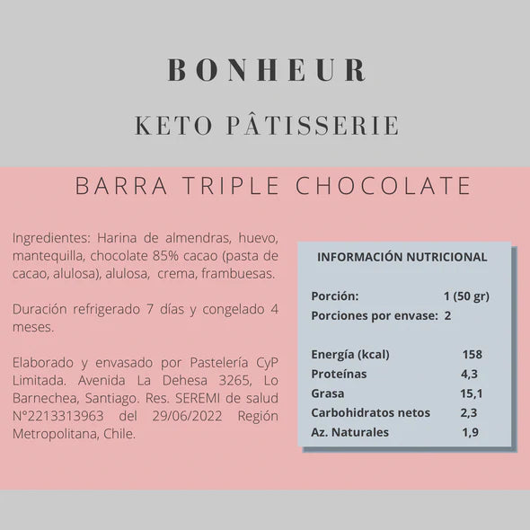 Barra Triple Chocolate Keto de Bonheur