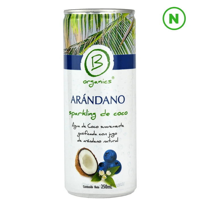 Agua Sparkling de Coco sabor Arándanos Orgánica B Organics 250 ml