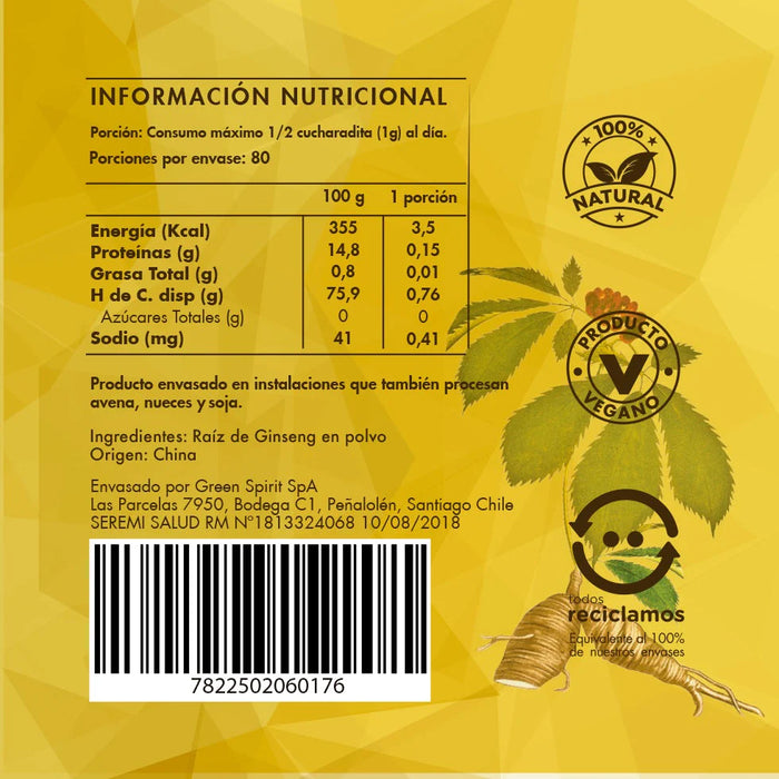 Ginseng en Polvo de Brota 80 gr