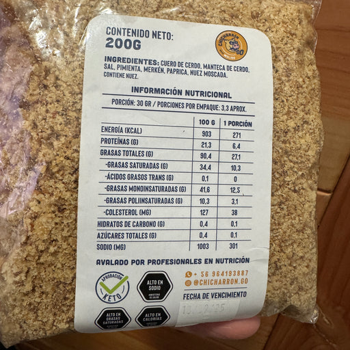 Snack Artesanal Molido de Chicharrón Go 200 gr