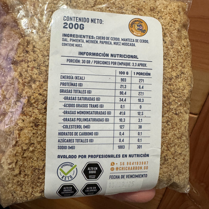Snack Artesanal Molido de Chicharrón Go 200 gr