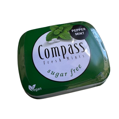 Caramelo Mentolado Sabor Menta Suave sin Azúcar y Vegano Compass 14 gr