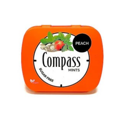Caramelo Mentolado Sabor Durazno sin Azúcar y Vegano Compass 14 gr