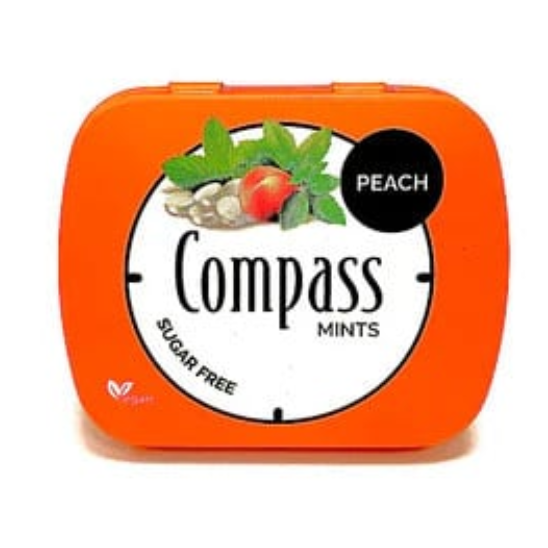 Caramelo Mentolado Sabor Durazno sin Azúcar y Vegano Compass 14 gr
