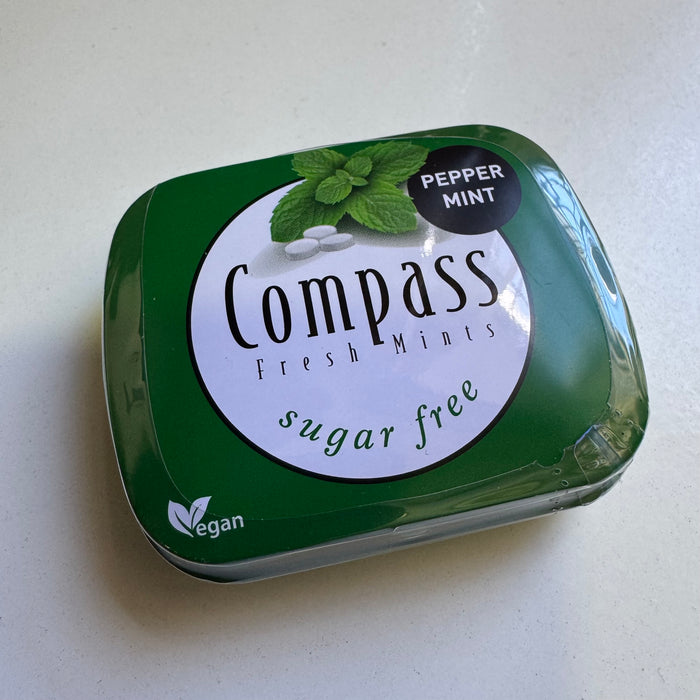 Caramelo Mentolado Sabor Menta Suave sin Azúcar y Vegano Compass 14 gr
