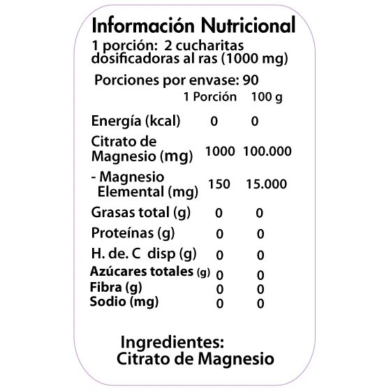Citrato de Magnesio en Polvo 90 porc.