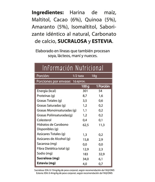 Cereal Cacao Sin Azúcar y Sin Gluten de Ecovida 280 gr