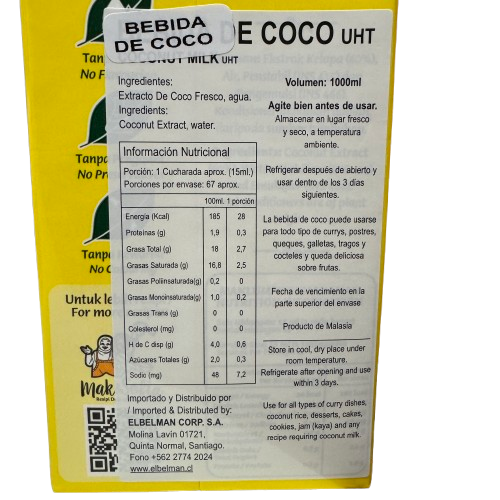Bebida de Coco Sin Gluten Lady Coconut 1 lt