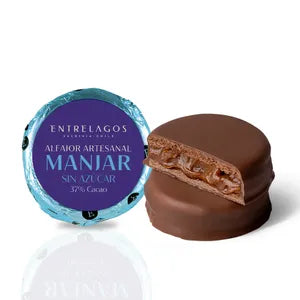 Alfajor con Manjar y Chocolate de leche sin Azúcar Entrelagos 45gr