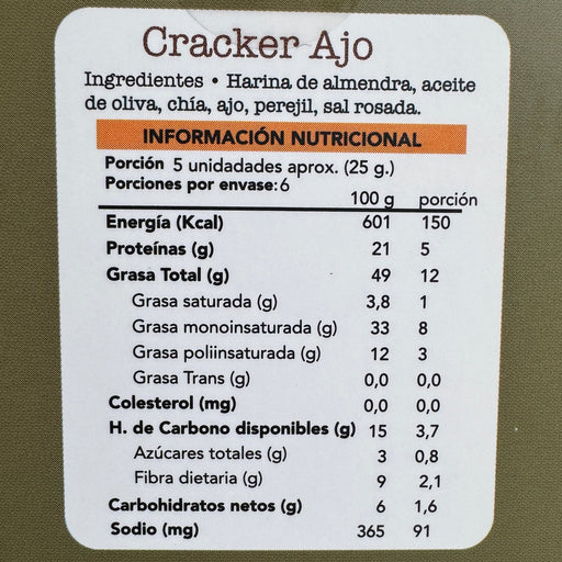Crackers Salados sabor Ajo Keto Fain 150 gr