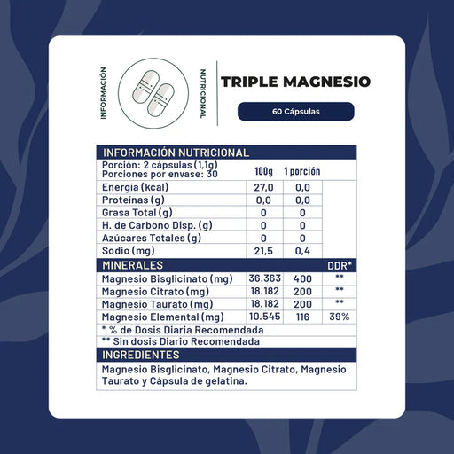 Triple Magnesio en cápsulas de Karün Life 60 cap