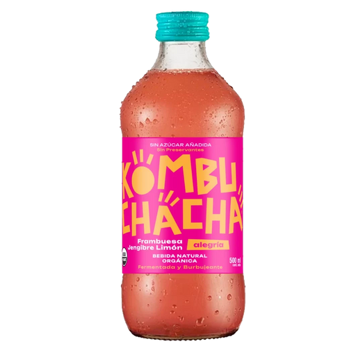 Kombucha sabor Frambuesa, Jengibre y Limón Alegría botella 500 ml