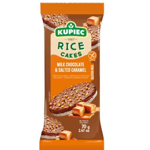 Galletas de Arroz con Chocolate Belga de Leche y Trocitos de Caramelo