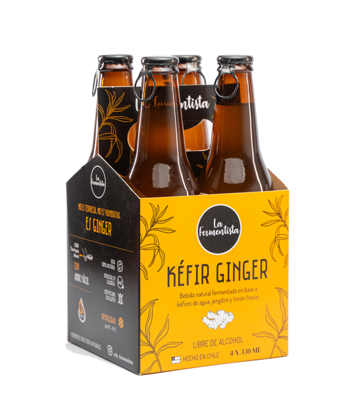 Bebida Fermentada de Hibiscus con Kéfir - Ginger La Fermentista Pack de 4 un