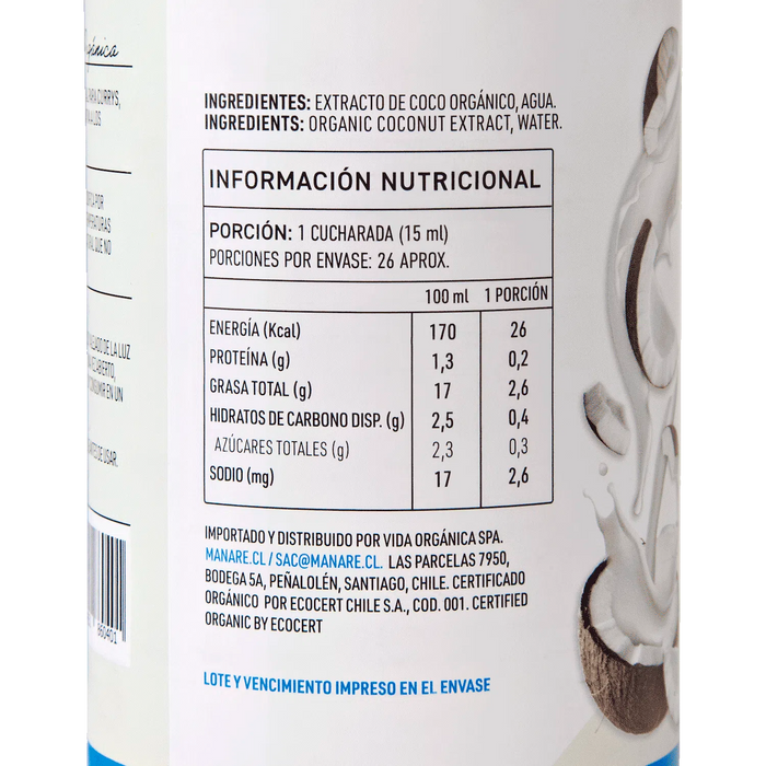 Bebida de Coco Orgánica de Manare 400 ml