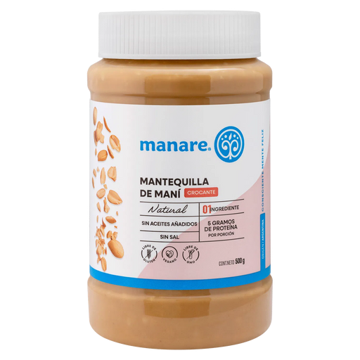 Mantequilla de Maní Crocante Manare 500 gr