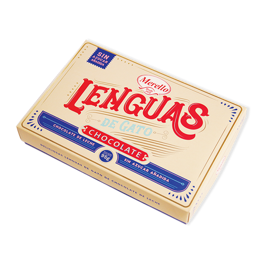Lenguas de Gato Chocolate de Leche Sin Azúcar Merello 95 gr