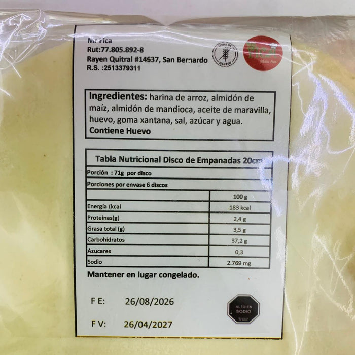 Discos de Empanadas Sin Gluten de Mr Fica