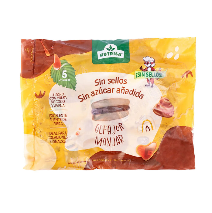 Alfajores de Manjar Sin Azúcar de Nutrisa x 5 un