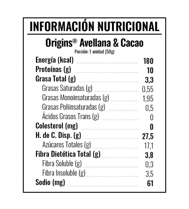 Barras con Proteína de Avellana y Cacao Origins
