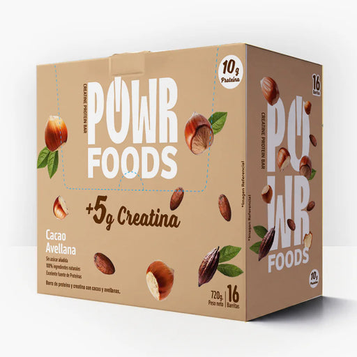 Barras de Proteína con Creatina Sabor Cacao Avellana PowerFoods