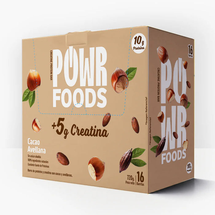 Barras de Proteína con Creatina Sabor Cacao Avellana PowerFoods