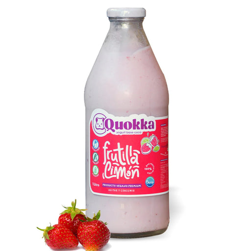Yoghurt Vegano de Coco Frutilla Limón sin Azúcar, APLV y Sin Gluten de Quokka 1 lt