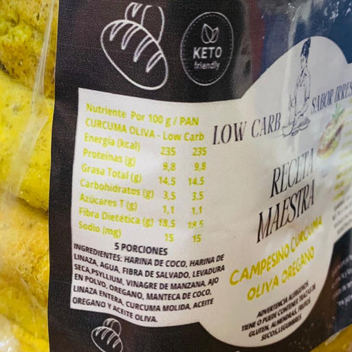 Pan Keto Campesino Cúrcuma Oliva Orégano de Receta Maestra 5 unid