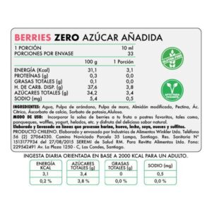Salsa con Pulpa Natural de Frutas Sin Azúcar Sabor Berries ReVitta 330 gr