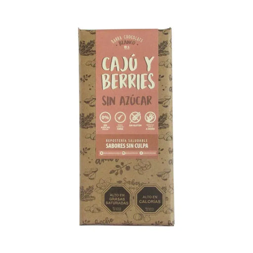 Chocolate Blanco con Cajú y Berries Sin Azúcar de Sabores Sin Culpa 80gr