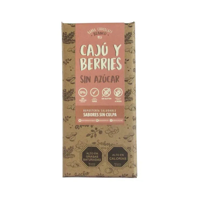 Chocolate Blanco con Cajú y Berries Sin Azúcar de Sabores Sin Culpa 80gr