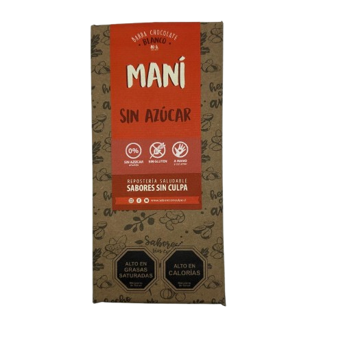 Chocolate Blanco con Maní Sin Azúcar de Sabores Sin Culpa 80gr
