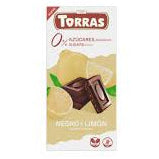 Chocolate Negro y Limón Sin Azúcar y Sin Gluten Torras 75gr