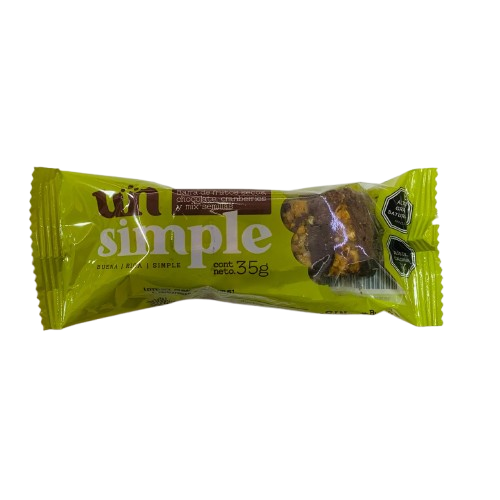 Barritas de Frutos Secos, Chocolate, Cranberry y Mix Semillas Un Simple