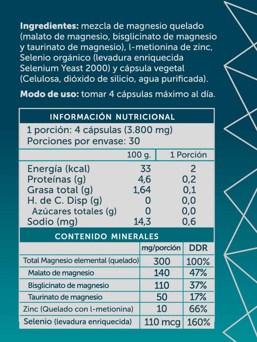 Triple Magnesio Quelado + Zinc de WellPlus 120 cápsulas