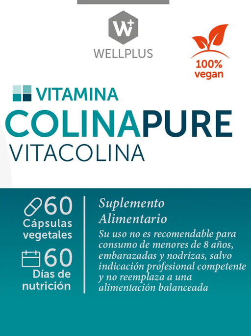 Vitamina Colina Pure Vegana de WellPlus 60 cápsulas