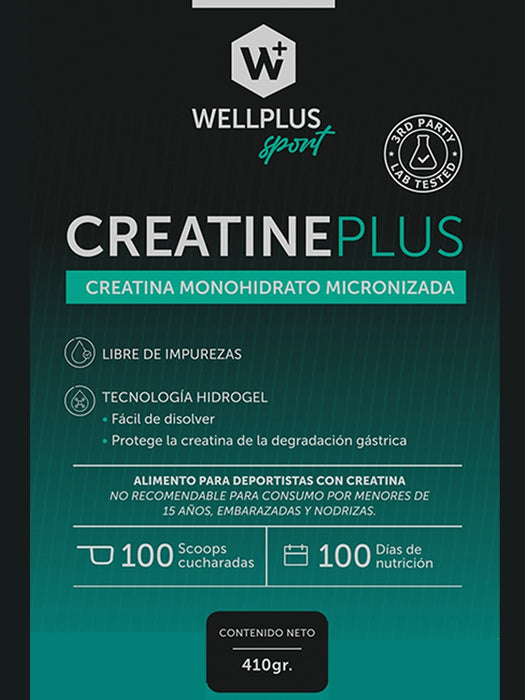 Creatina Plus Monohidratada y Micronizada de WellPlus 100 scoops