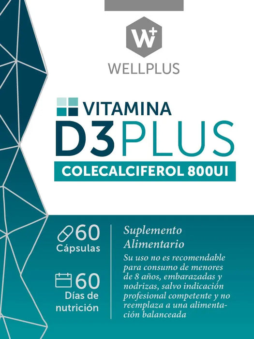 Vitaminas D3 Plus de WellPlus 60 cápsulas