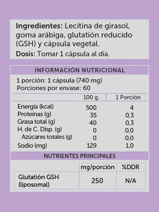 Glutation GSH Liposomal de WellPlus 60 cápsulas