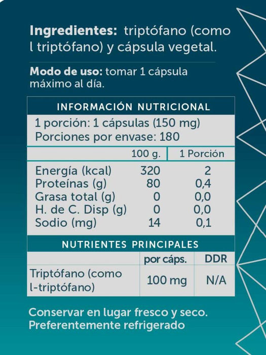L-Triptófano Pure 100mg Vegano de WellPlus 180 cápsulas